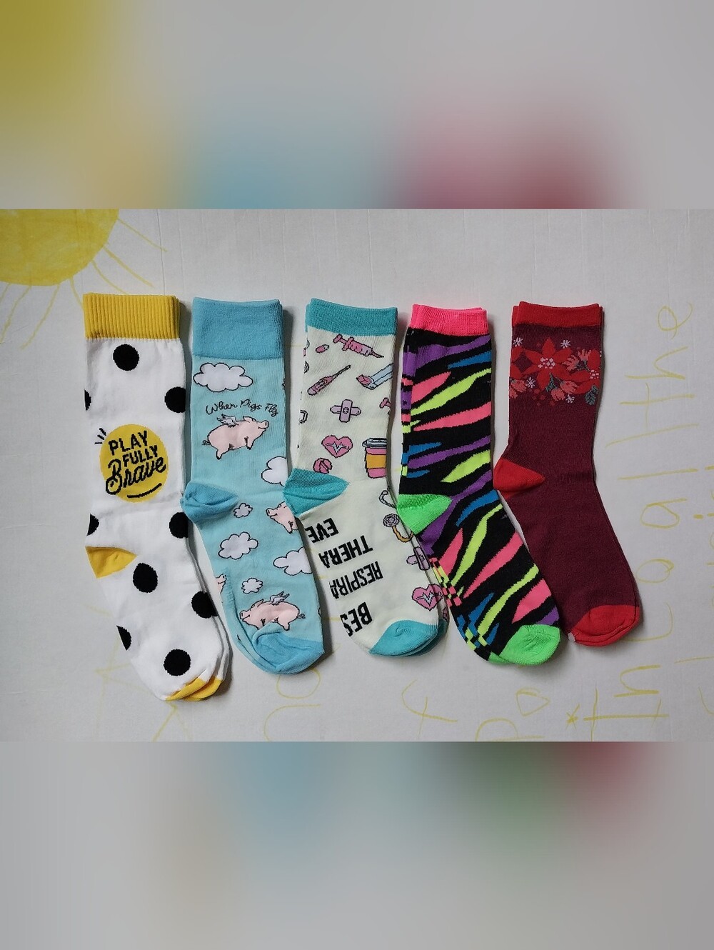 Assorted Women's Novelty Socks Pack - Blue Pig, Medical, Zebra Stripe